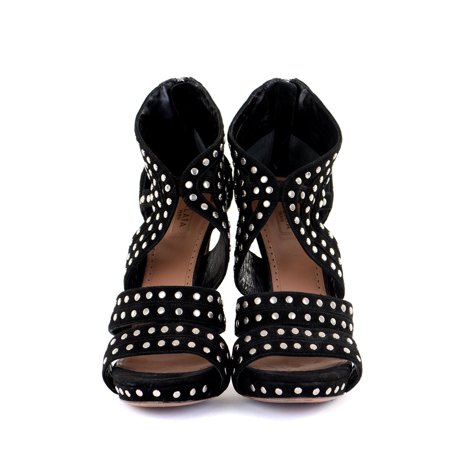 Black Suede Studded Platform Sandals