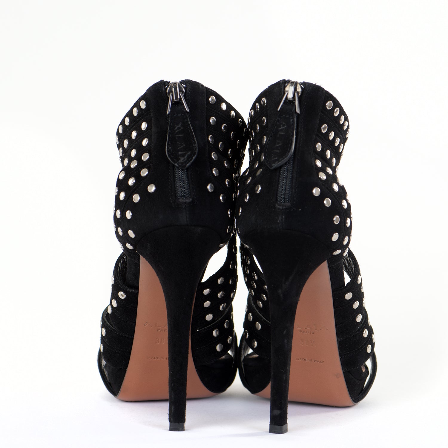 Black Suede Studded Platform Sandals