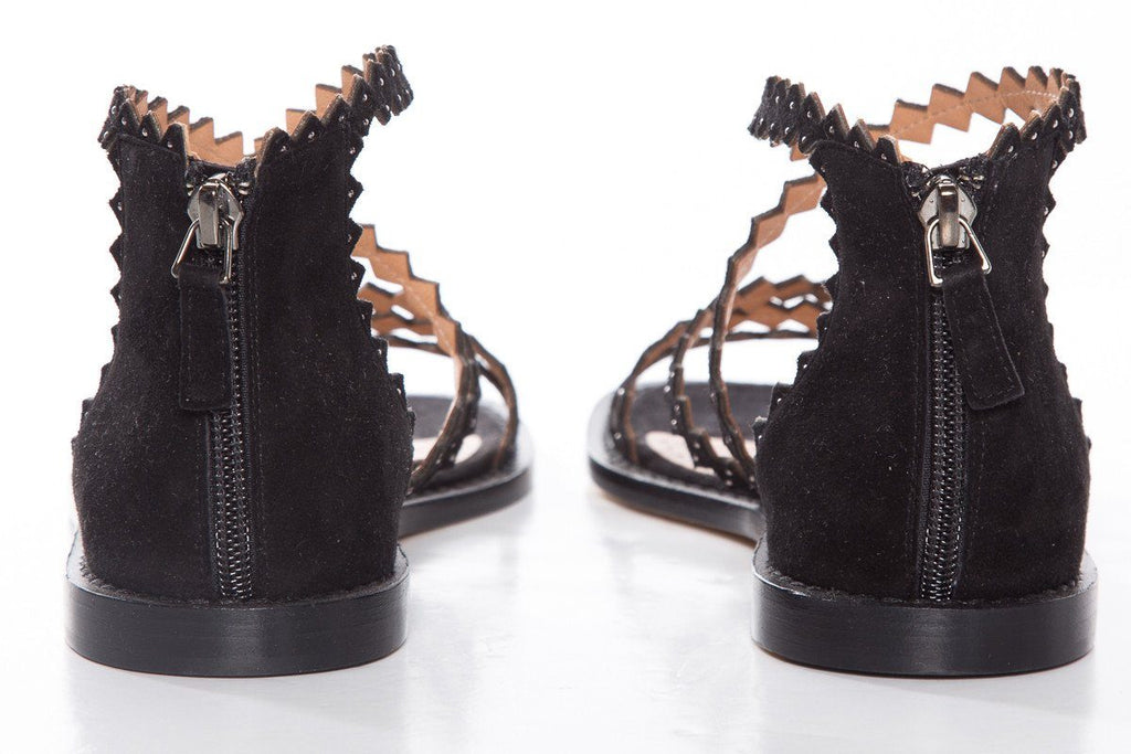 Alexa Wagner Black Gladiator Sandals SZ 36.5