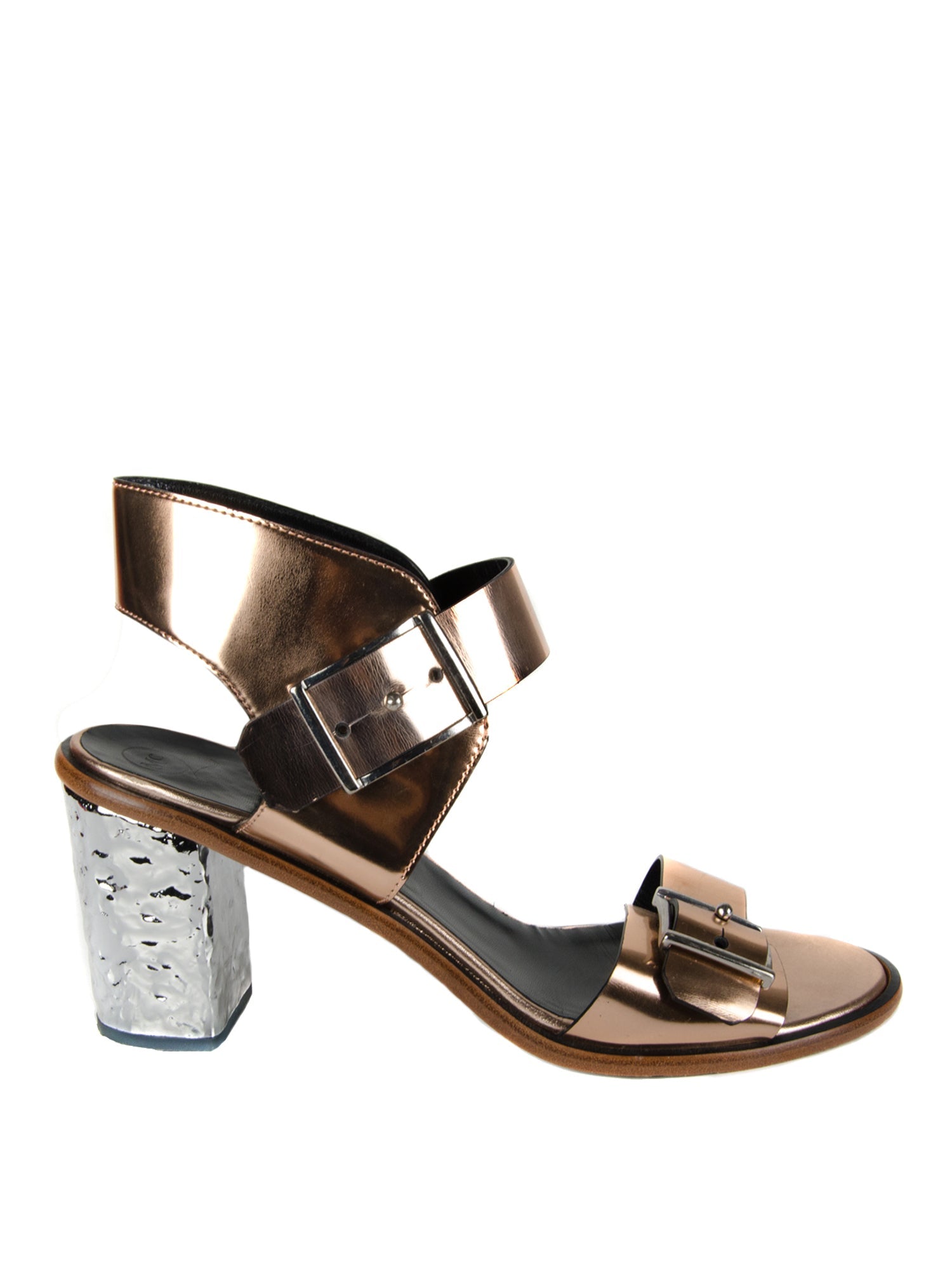Metallic Block Heel Sandals