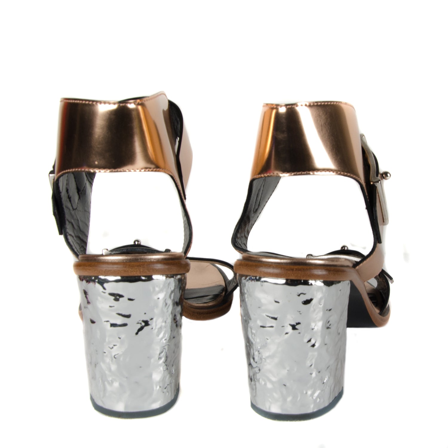 Metallic Block Heel Sandals