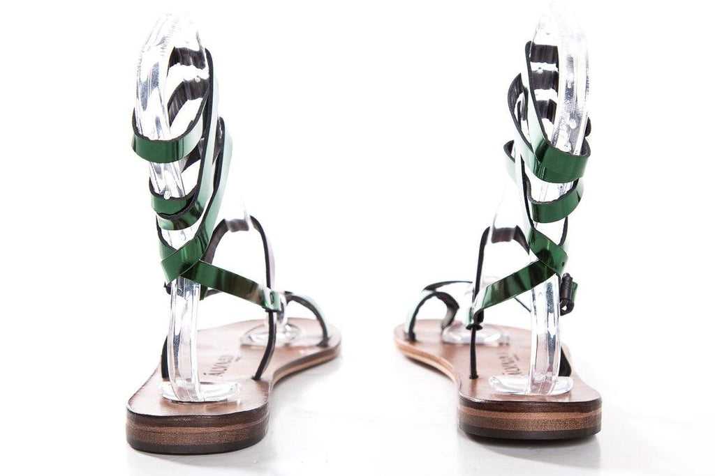 Alvaro Gonzalez Multicolored Metallic Leather Sandals SZ 37 NWT SALE