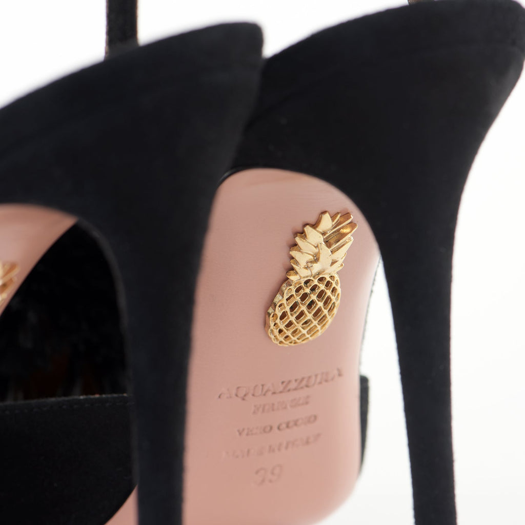 Suede Powder Puff Sling Backs