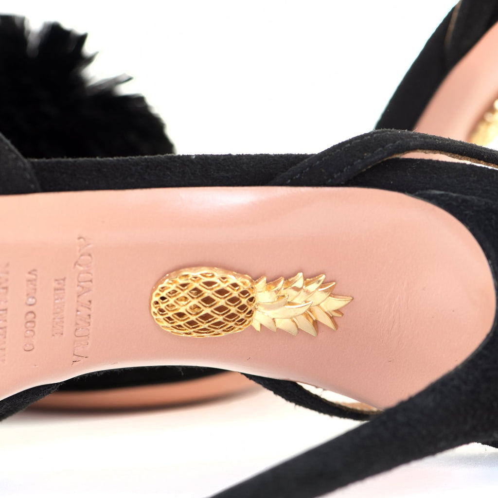 Suede Powder Puff Sling Backs