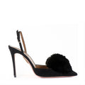 Suede Powder Puff Sling Backs