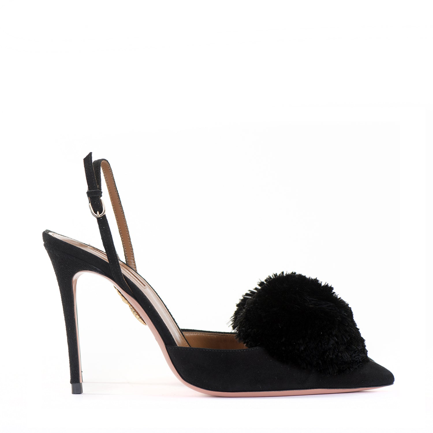 Suede Powder Puff Sling Backs