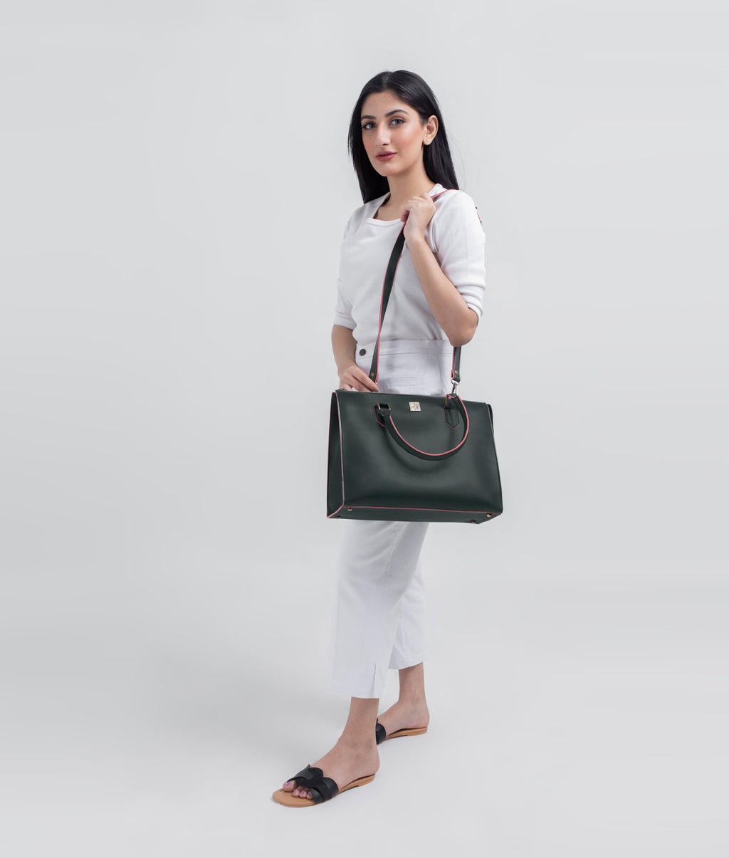Army green workplace handbag
