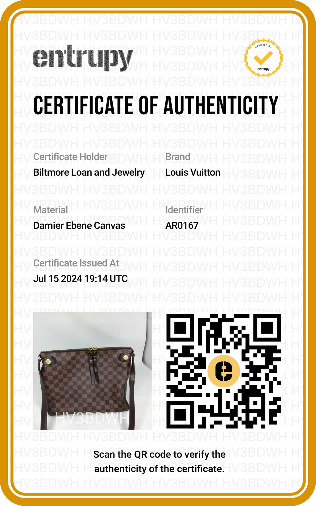 Louis Vuitton Damier Ebene Duomo Messenger Bag