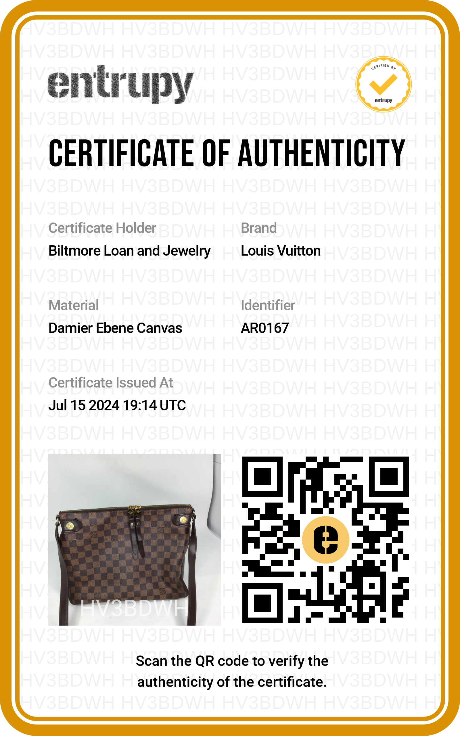 Louis Vuitton Damier Ebene Duomo Messenger Bag