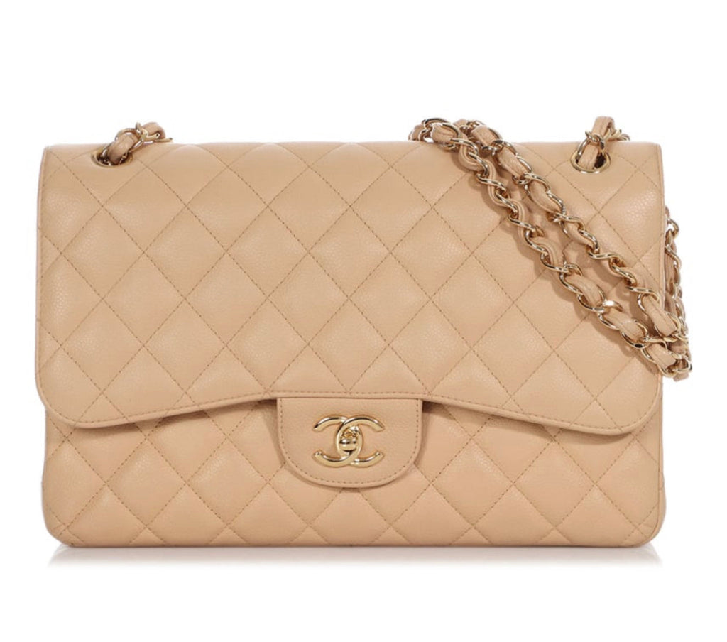 Pre owned Chanel Classic Jumbo Caviar Double Flap Designer Bag