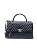 CHANEL Black Chevron Quilted Medium Coco Handle Flap Bag