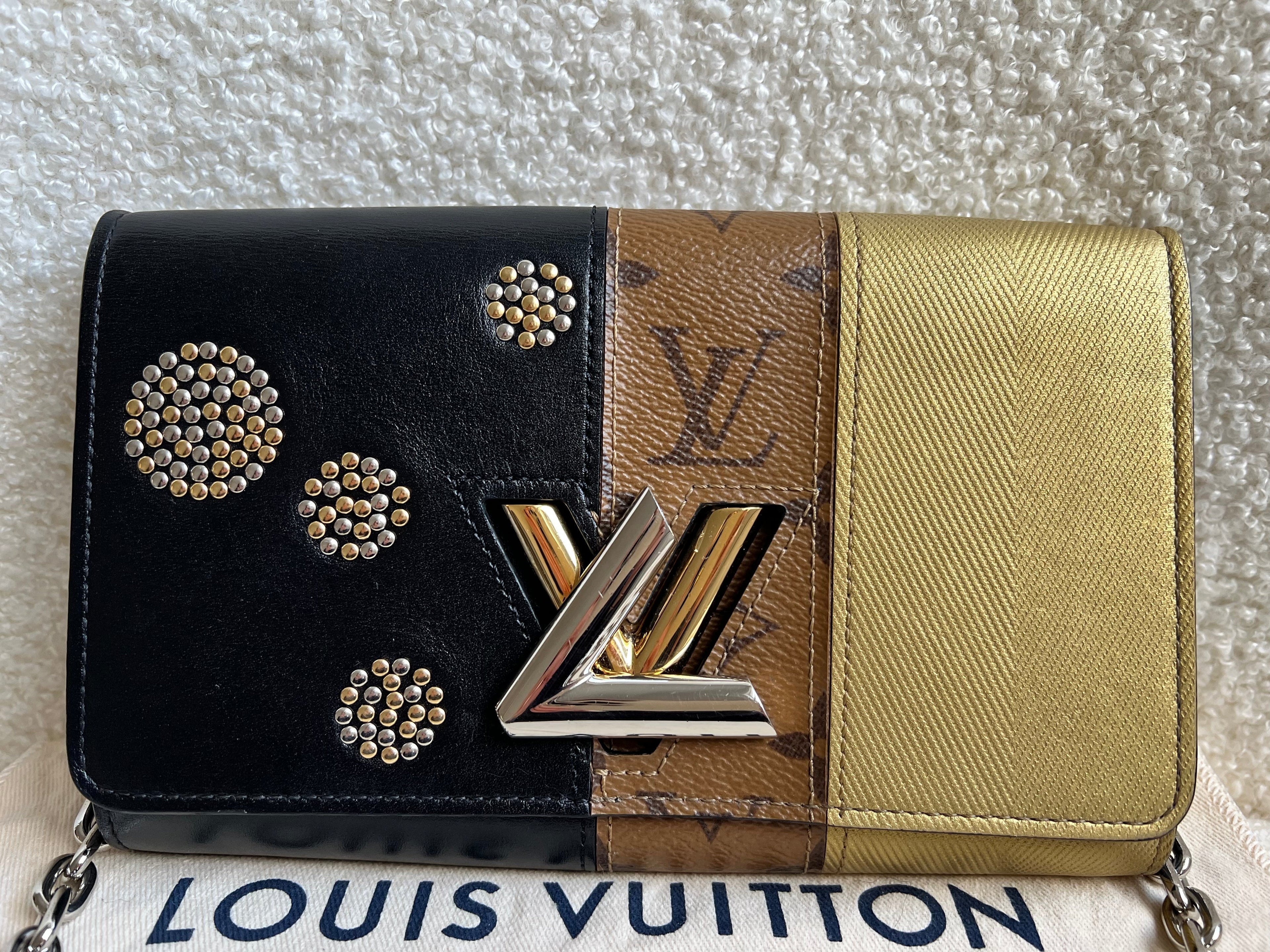 Louis Vuitton Reverse Monogram Studded Twist Chain Wallet