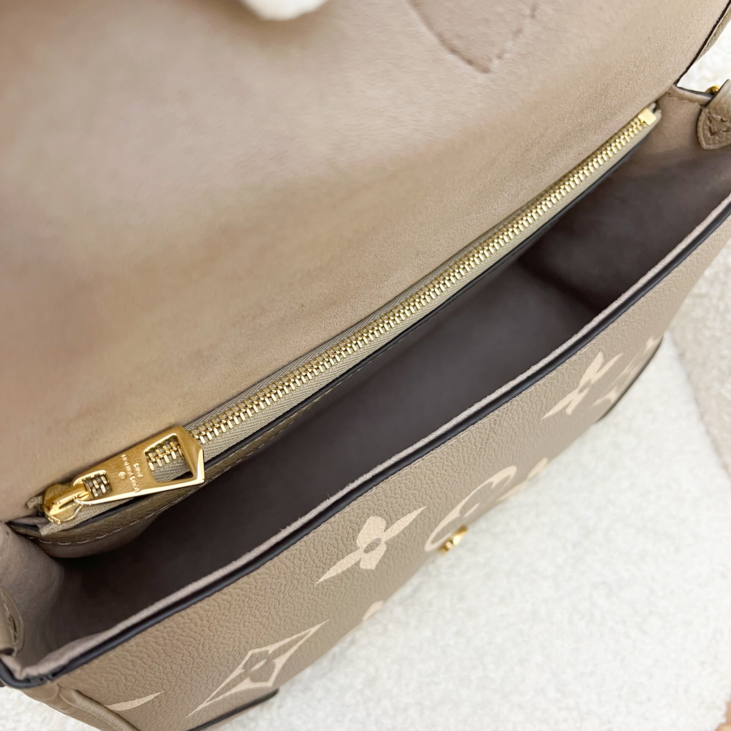 LV Diane PM in Tourterelle (Grey) / Creme Giant Monogram Empreinte Leather and GHW