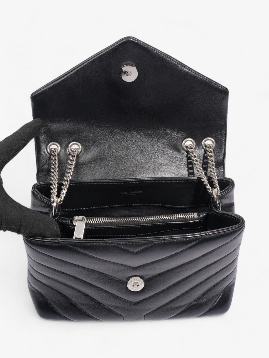 Saint Laurent Lou Lou Black Calfskin Leather Small