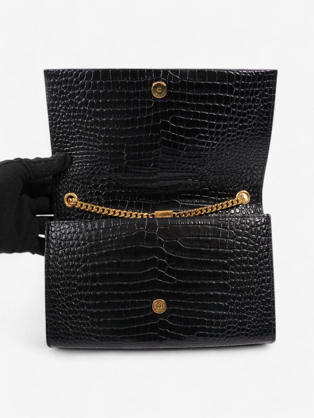 Saint Laurent Kate Tassel Black Embossed Leather Medium