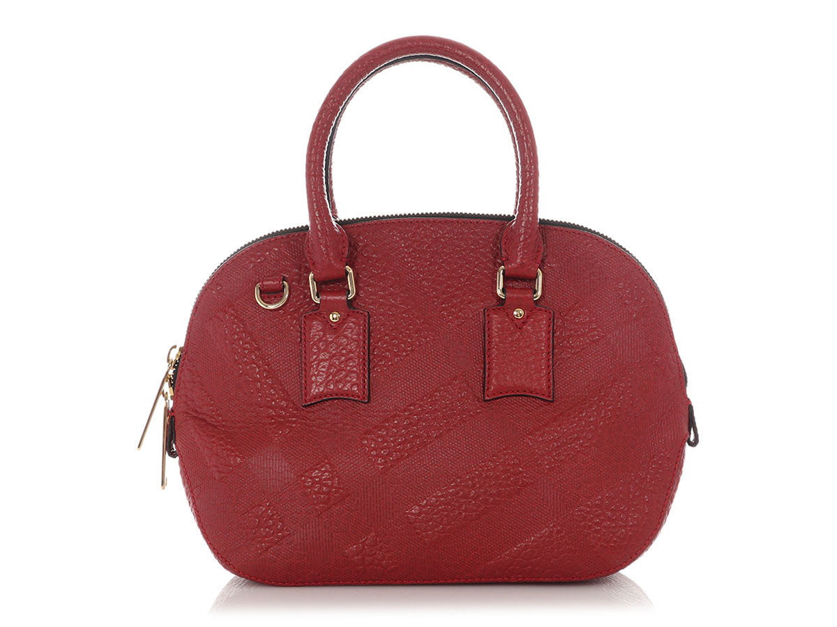 Burberry Red Grained Leather Orchid PM