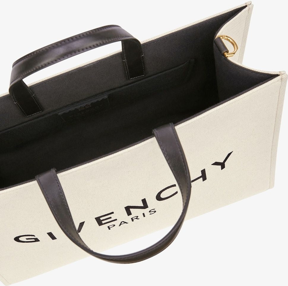 G BEIGE CANVAS MEDIUM TOTE