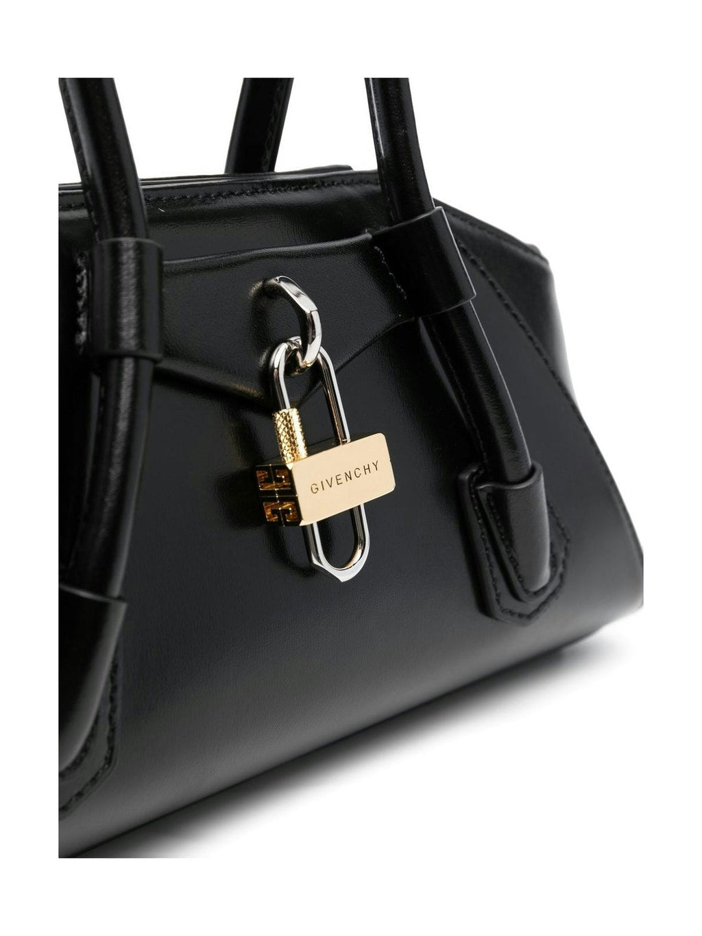 MINI BOLSO NEGRO LOGO PLATEADO