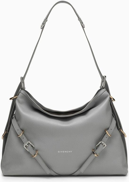 MEDIUM VOYOU BAG IN LIGHT GREY LEATHER