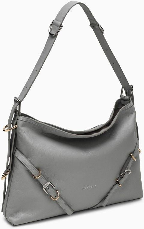 MEDIUM VOYOU BAG IN LIGHT GREY LEATHER