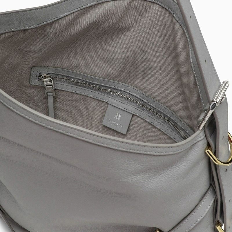MEDIUM VOYOU BAG IN LIGHT GREY LEATHER