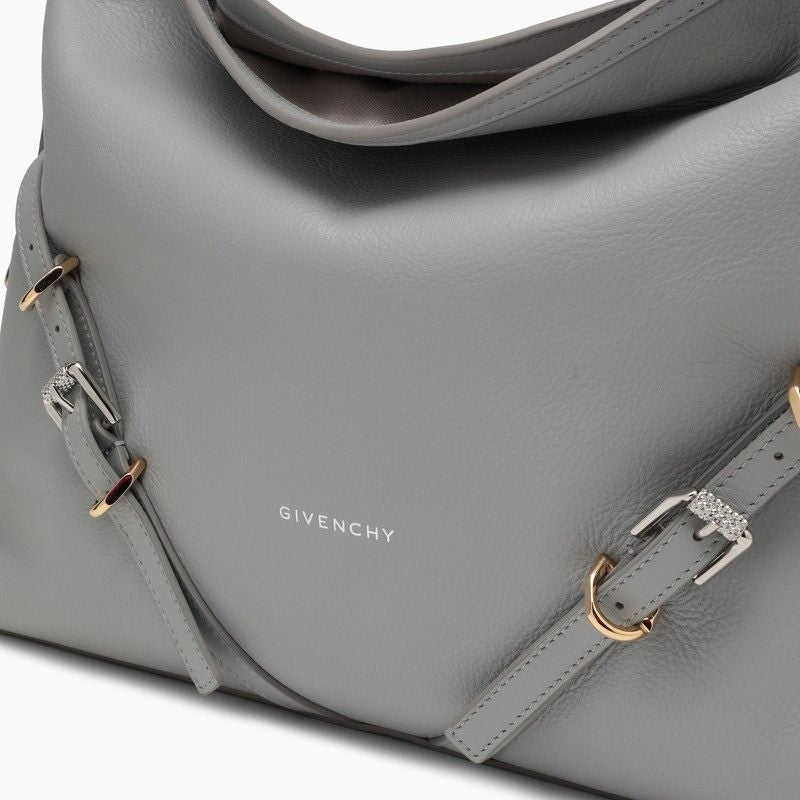 MEDIUM VOYOU BAG IN LIGHT GREY LEATHER