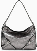 MEDIUM VOYOU BAG IN SILVER LAMINATED LEATHER