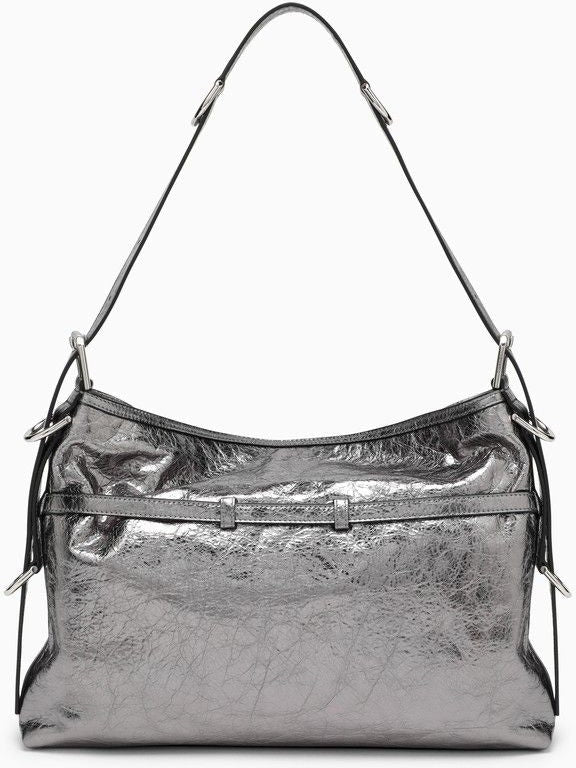 MEDIUM VOYOU BAG IN SILVER LAMINATED LEATHER