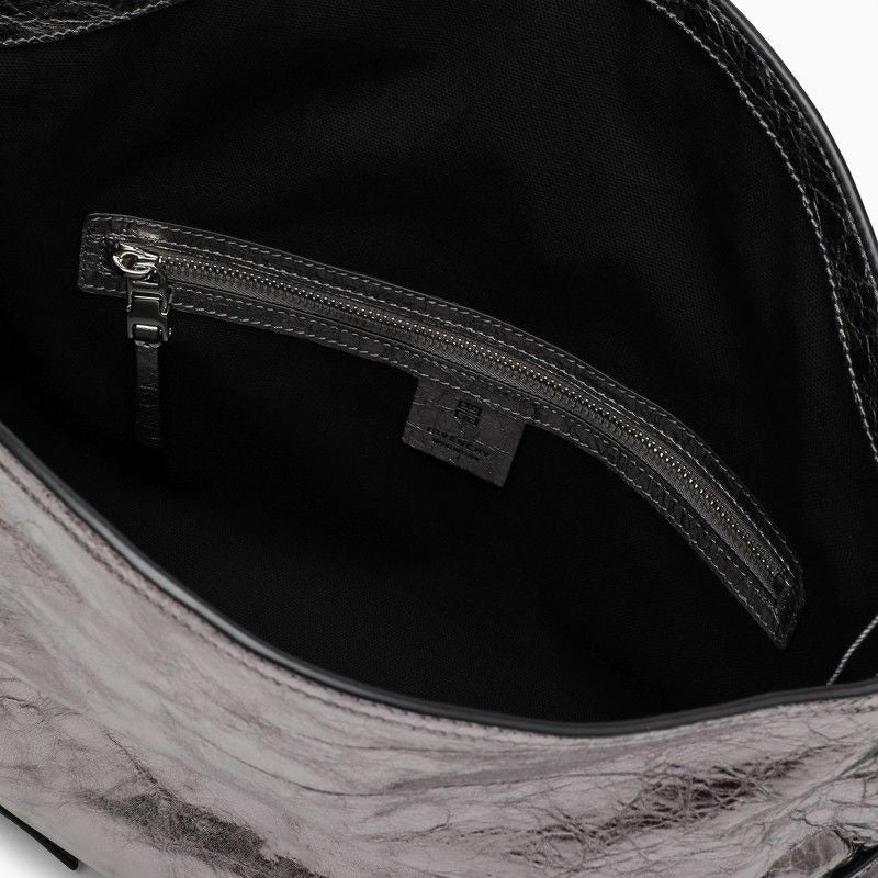 MEDIUM VOYOU BAG IN SILVER LAMINATED LEATHER