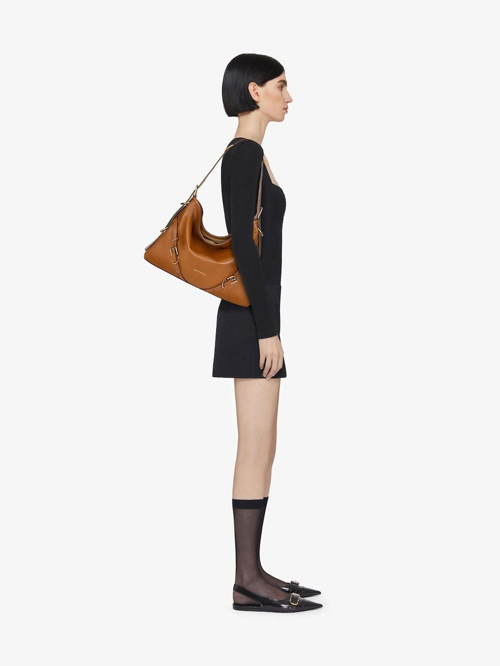 VOYOU MEDIUM LEATHER SHOULDER BAG