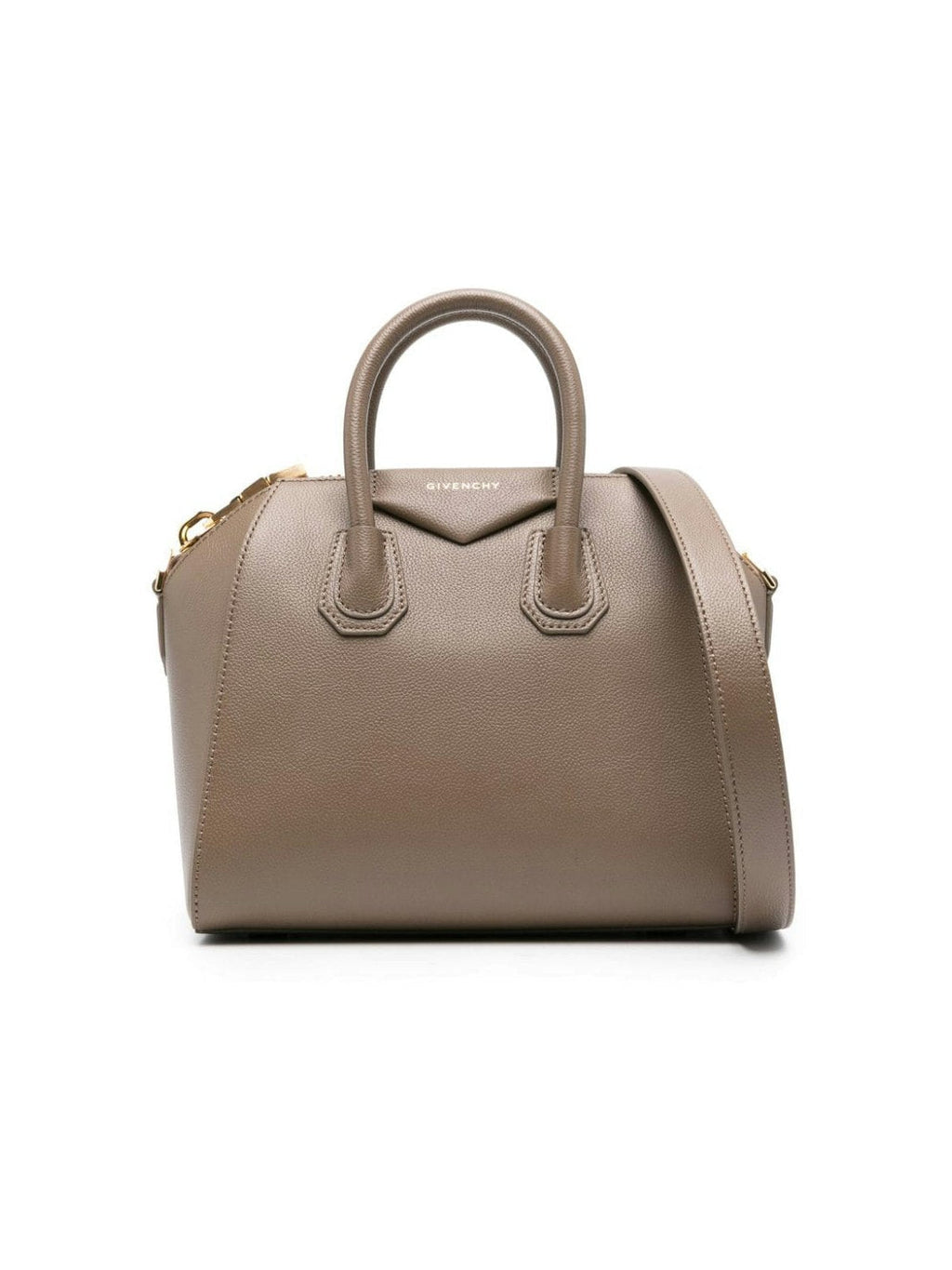BOLSO ANTIGONA S TAUPE OSCURO ZIP DORADO