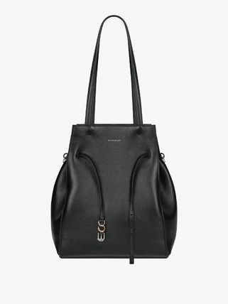 VOYOU SMALL LEATHER TOTE BAG BLACK