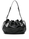 PUMPKIN MEDIUM BAG IN BLACK CRACKED PATENT LEATHER
