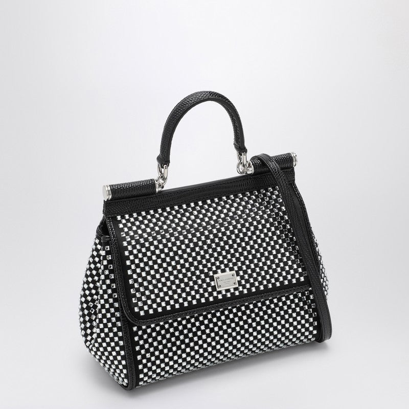 Dolce&Gabbana Black Sicily Medium Handbag With Crystals Women