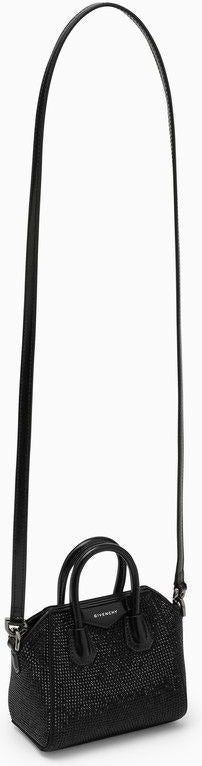 ANTIGONA MICRO BLACK BAG WITH RHINESTONES