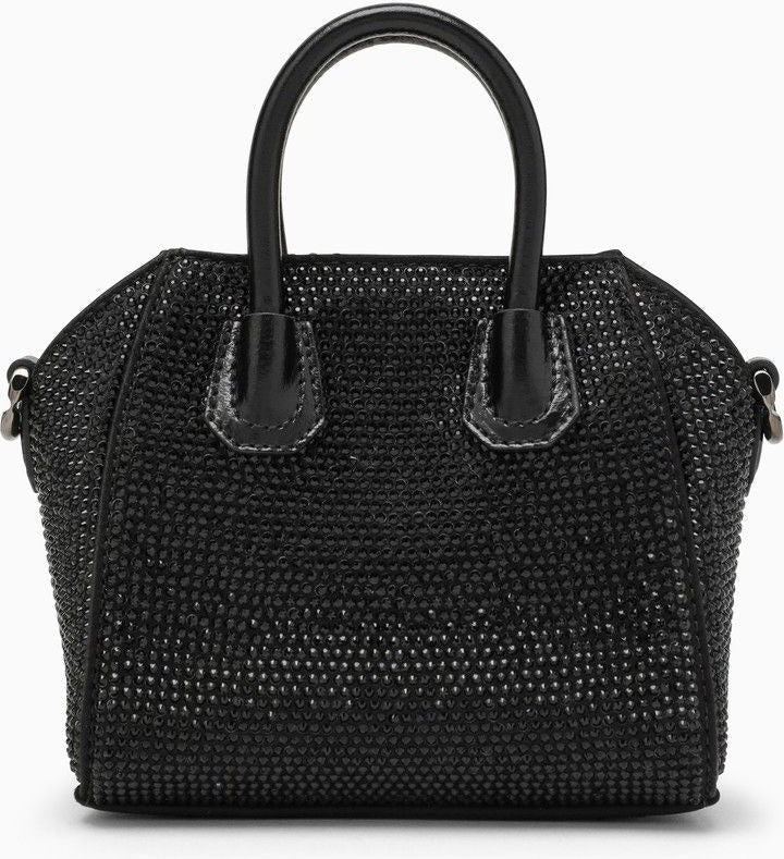 ANTIGONA MICRO BLACK BAG WITH RHINESTONES