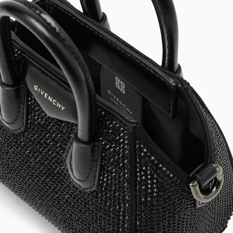 ANTIGONA MICRO BLACK BAG WITH RHINESTONES