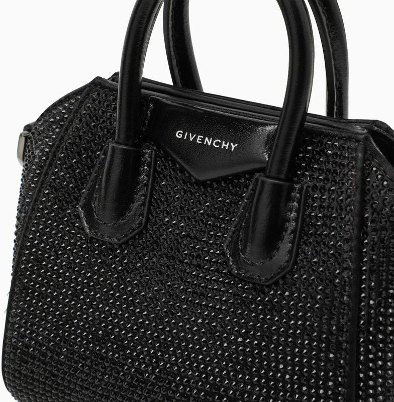 ANTIGONA MICRO BLACK BAG WITH RHINESTONES