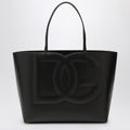 Dolce&Gabbana Dg Logo Black Leather Medium Tote Bag Women