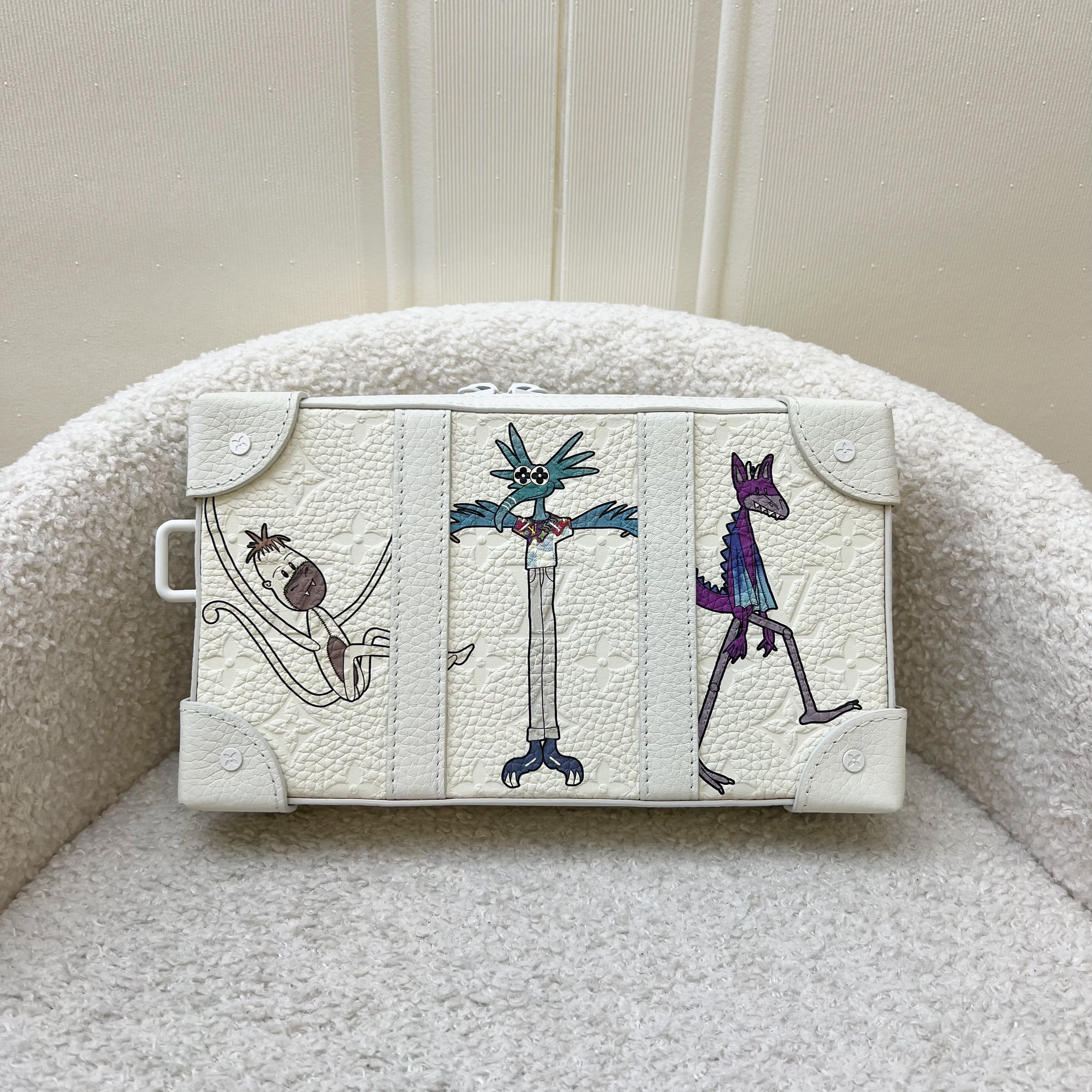 LV Soft Trunk Wallet with Graphic Print in Powder White Monogram and White HW