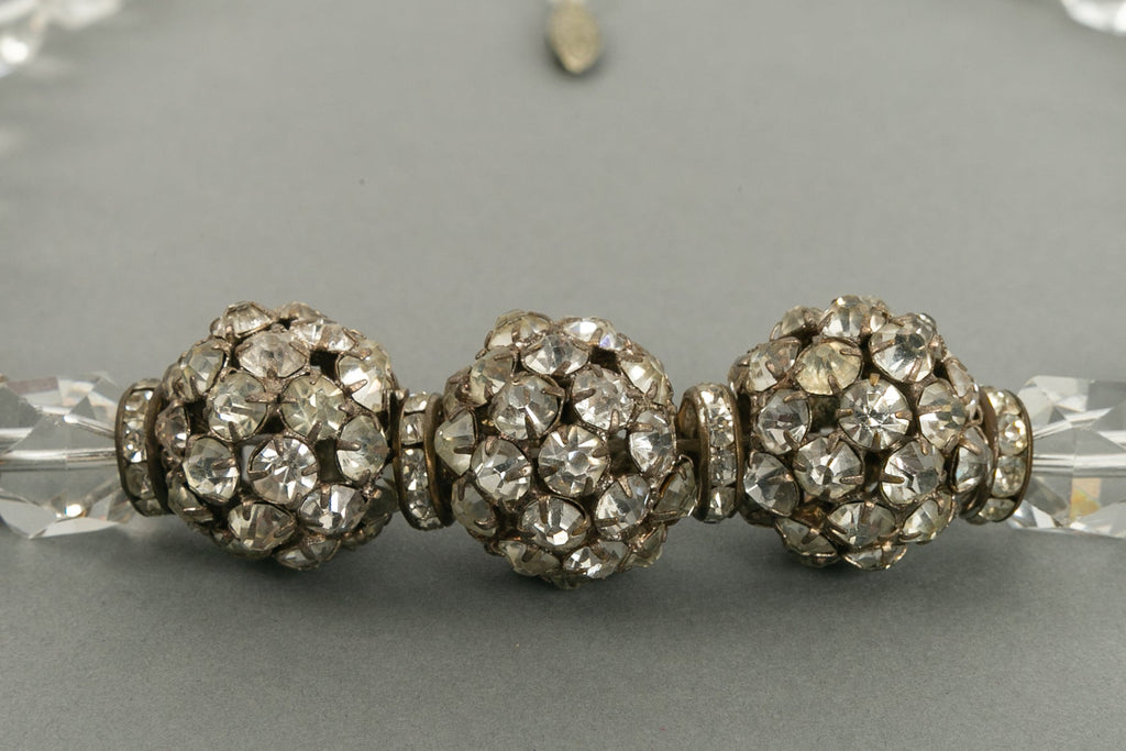 Collier de boules strassÃƒÆ’Ã‚Â©es ancien