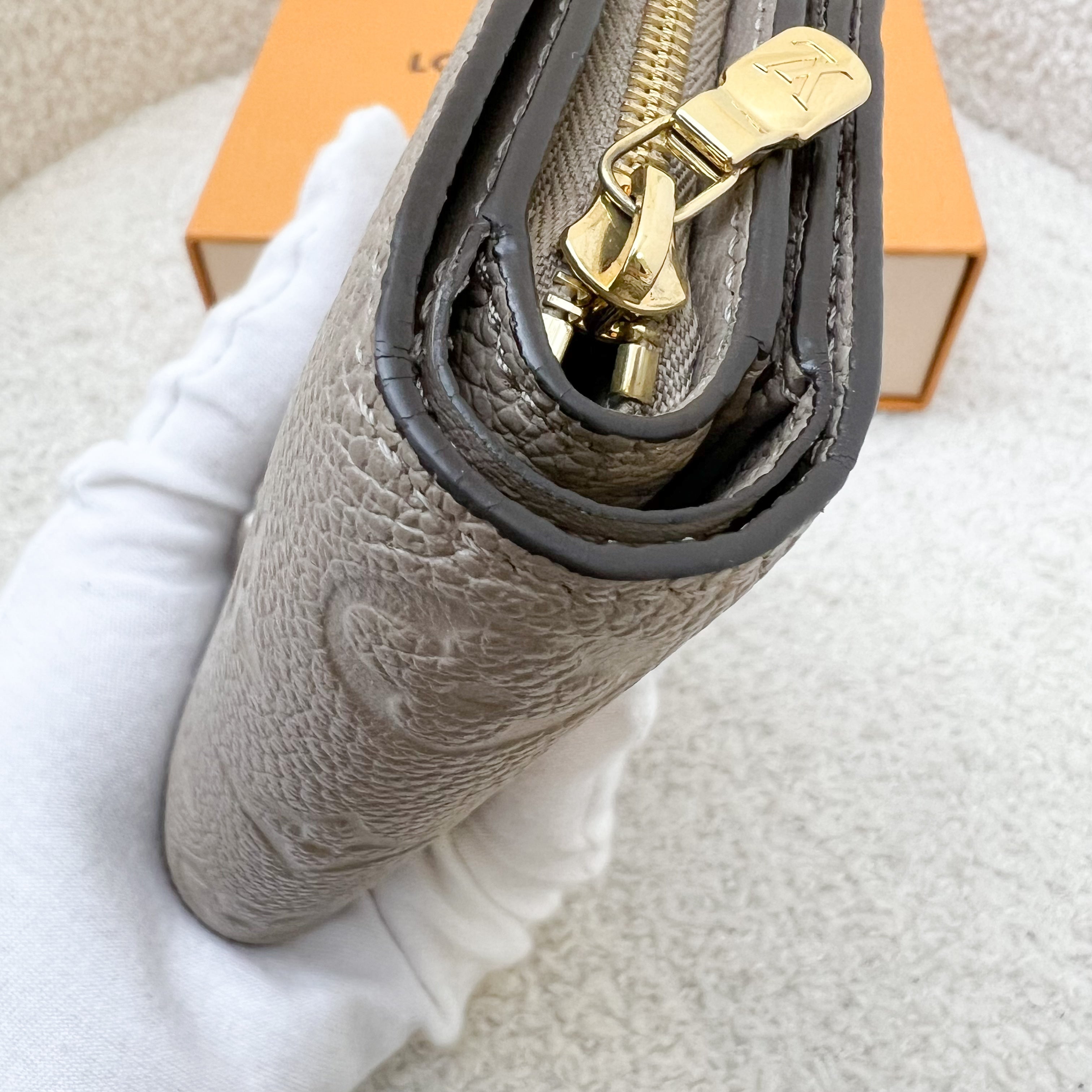 LV Clea Compact Wallet in in Tourterelle Monogram Empreinte Leather and GHW
