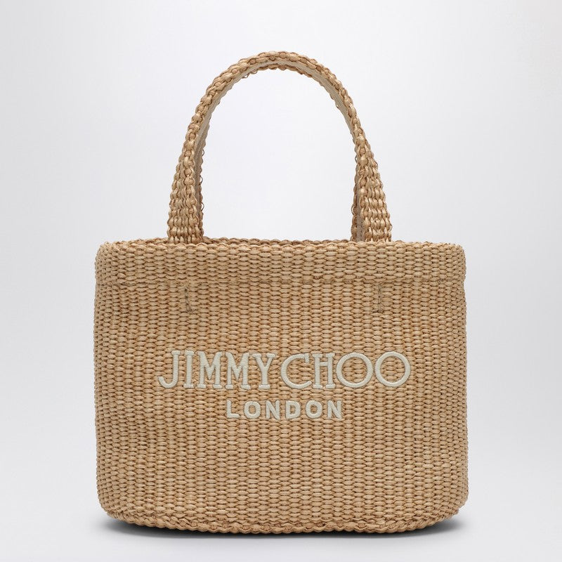 Jimmy Choo Small Beach Tote East-West In Natural Rafia Women