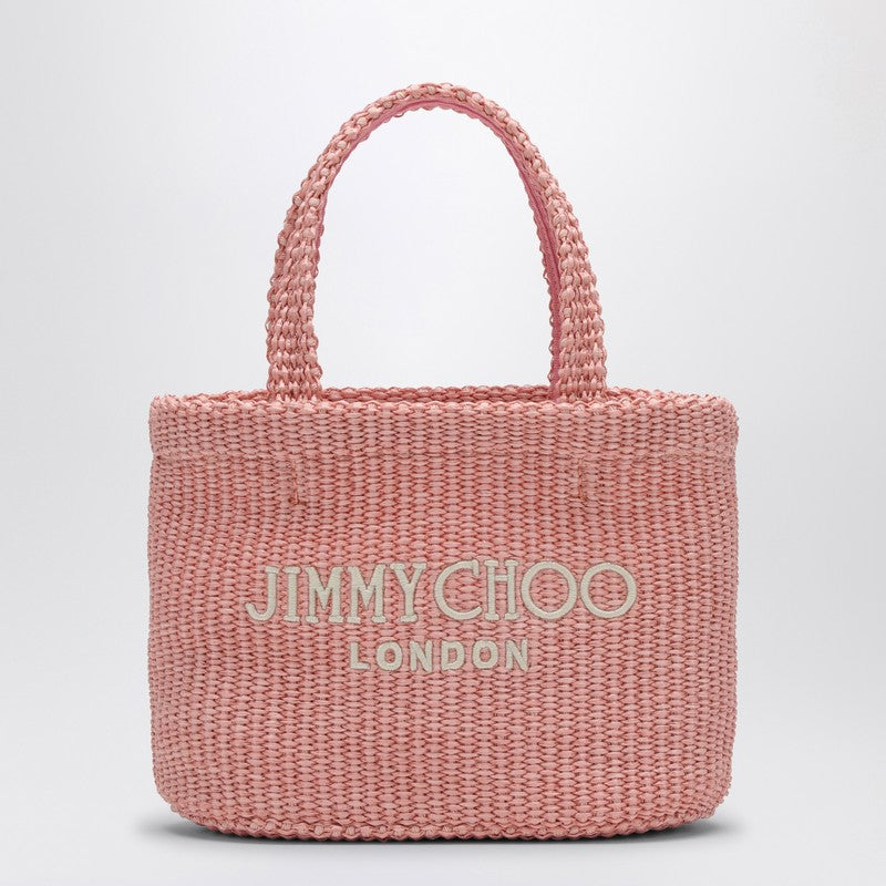 Jimmy Choo Small Beach Tote East-West In Pink Rafia Women