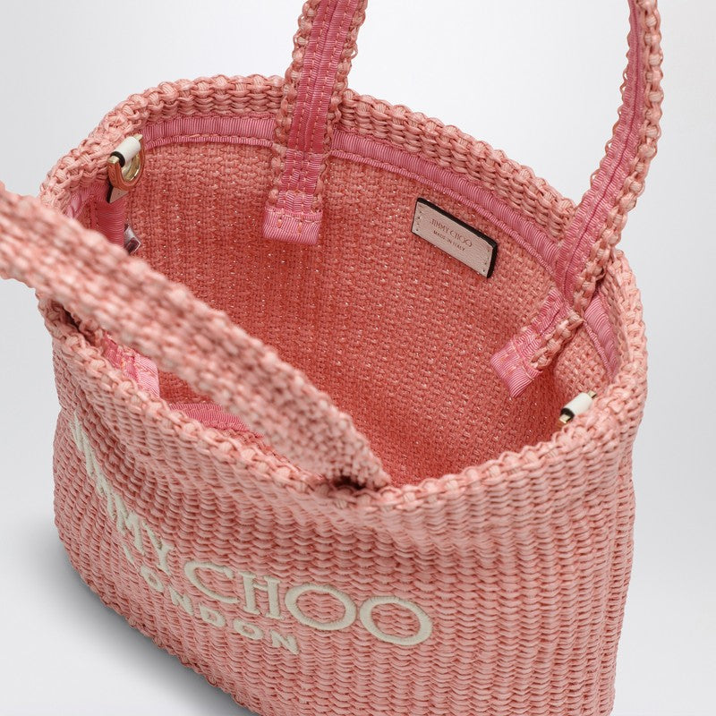 Jimmy Choo Small Beach Tote East-West In Pink Rafia Women