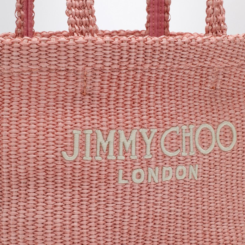 Jimmy Choo Small Beach Tote East-West In Pink Rafia Women
