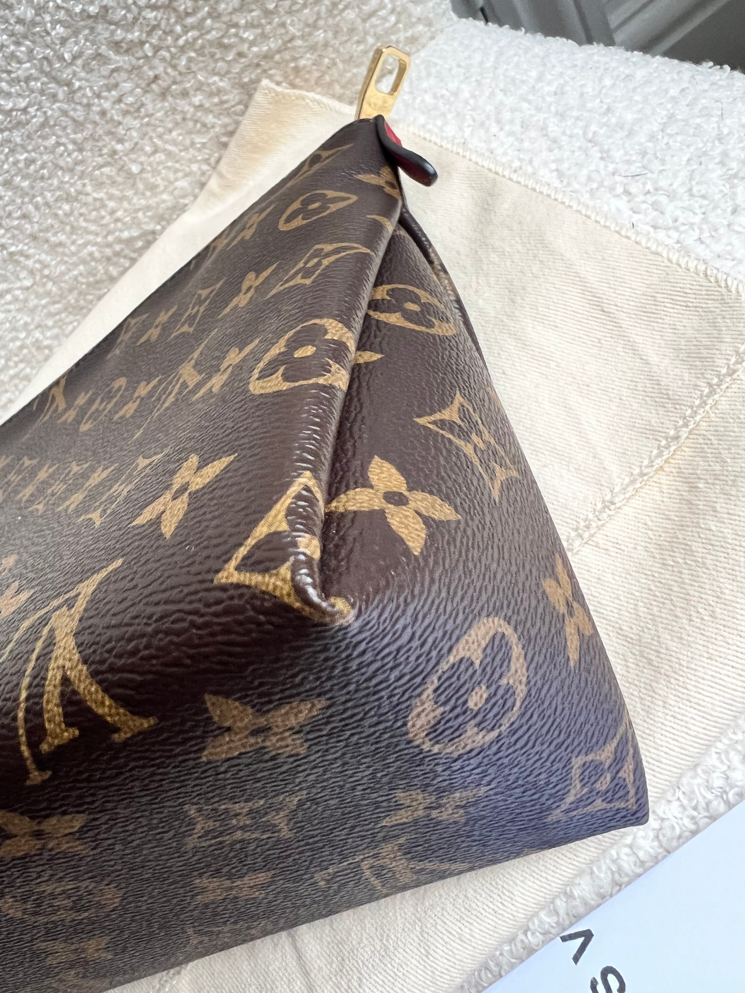 Louis Vuitton Red and Monogram Pallas Trousse Cosmetic Pouch