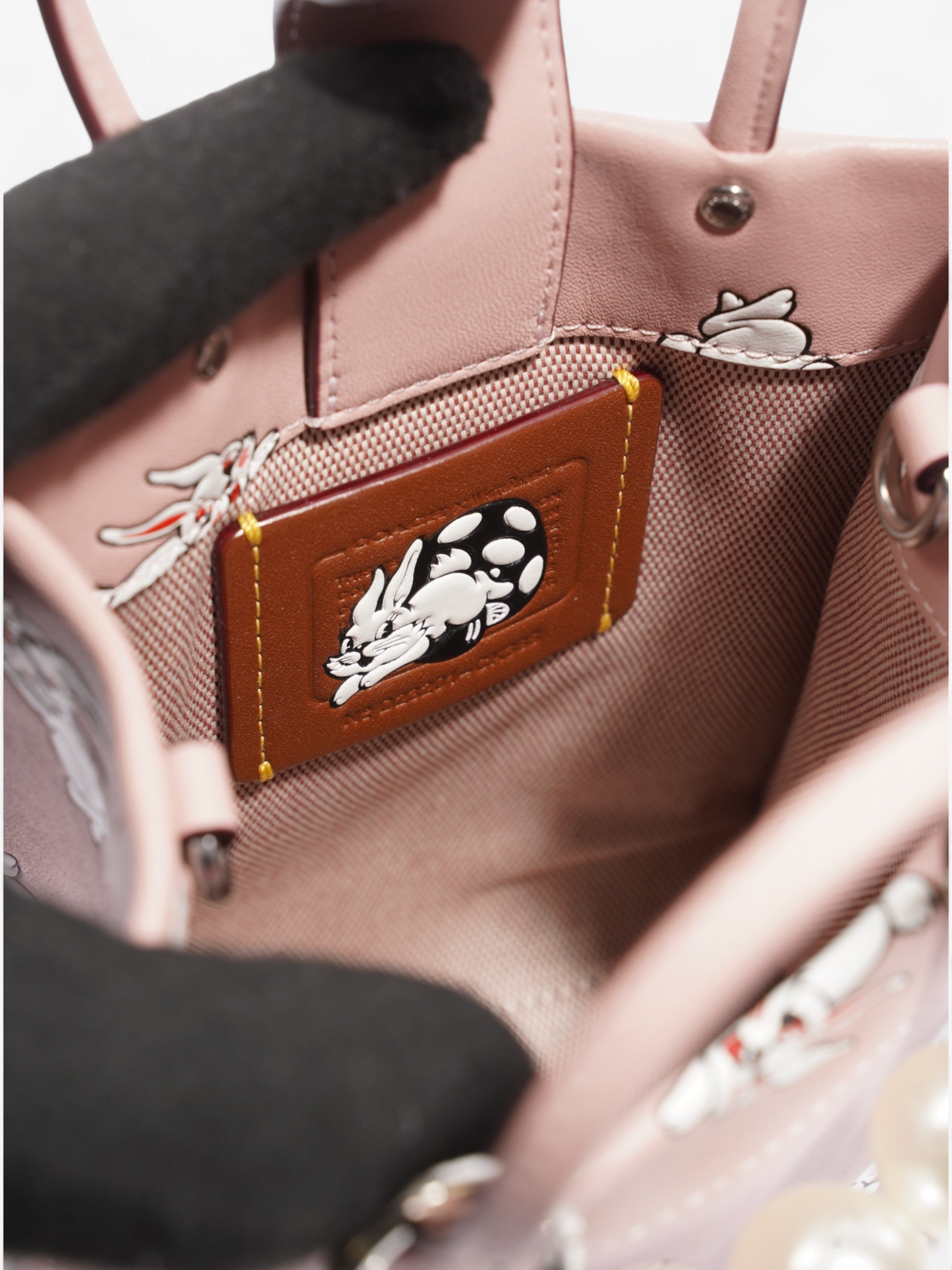 Coach Coach X White Rabbit Carry Tote Pink / White Leather Mini