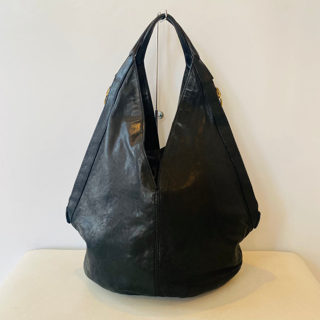 GIVENCHY Tinhan Leather Hobo Medium Black