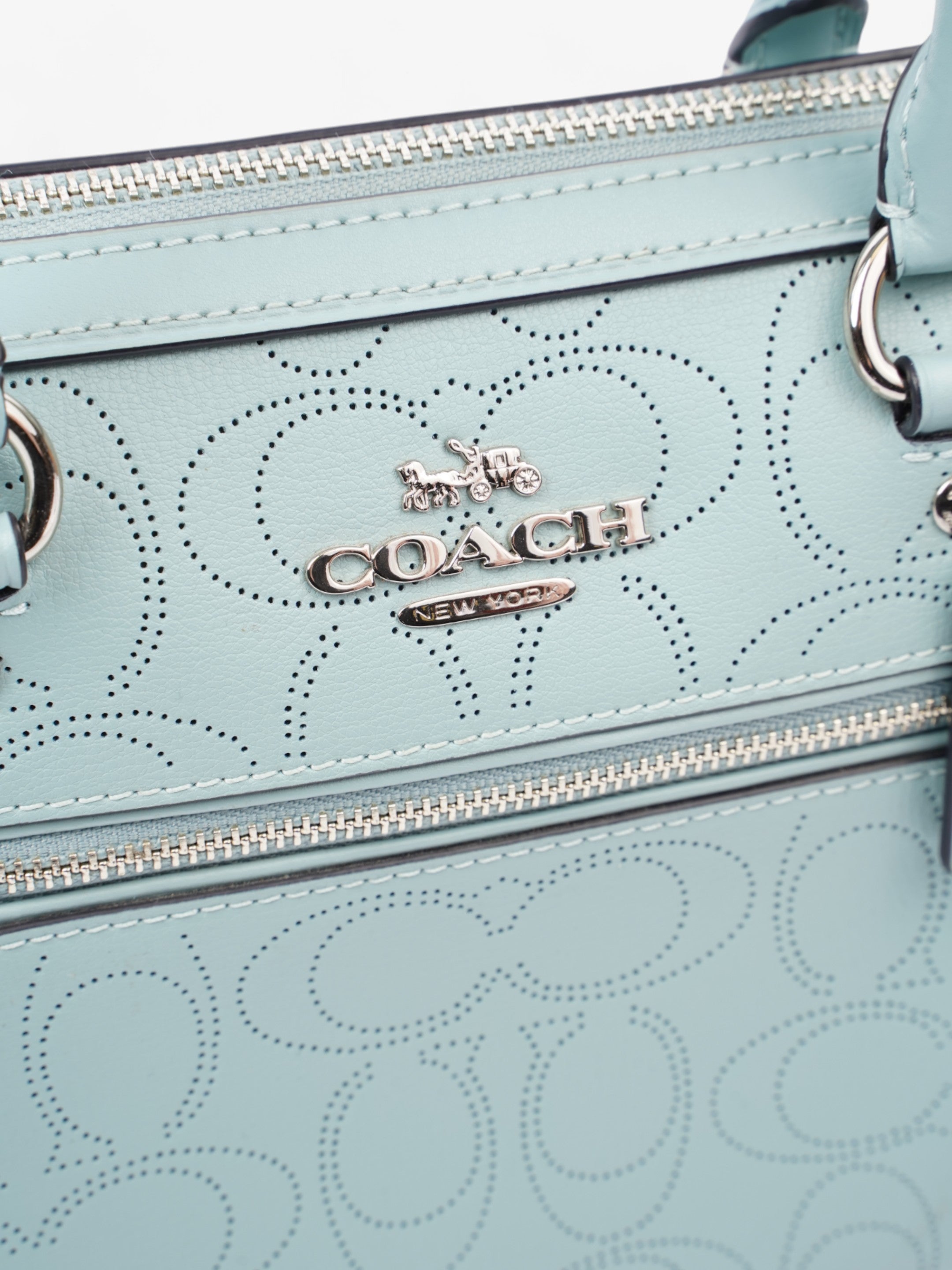 Coach Rowan Satchel Light Blue Leather
